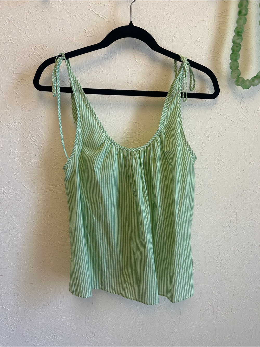 100% cotton Zara Striped Tie-Shoulder Top